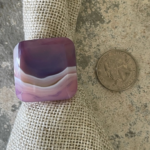 Chunky Purple & Lavender Polished Stone Ring - Picture 3 of 4
